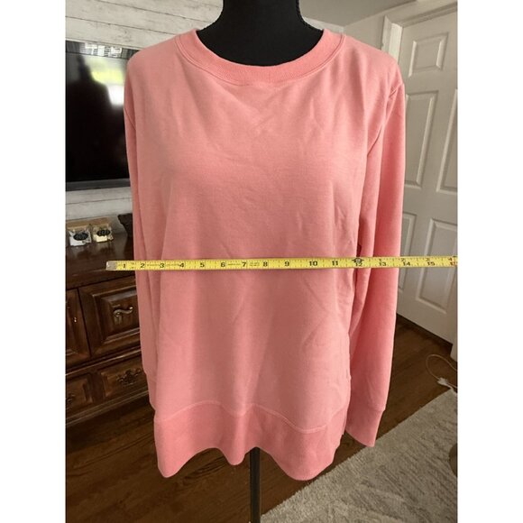 MPG Coral Blossom Cozy Fleece Relaxed Pullover Crewneck Sweatshirt Womens Size L - Picture 6 of 10